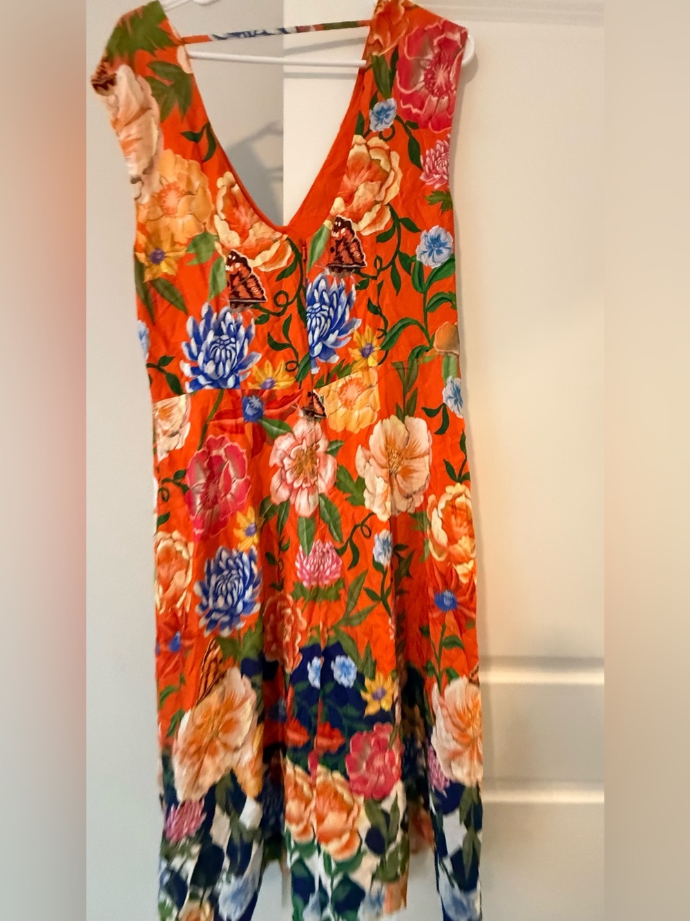 Anthropologie Low Back Printed Floral Midi Dress 🍊🌸✨ - Picture 13 of 13